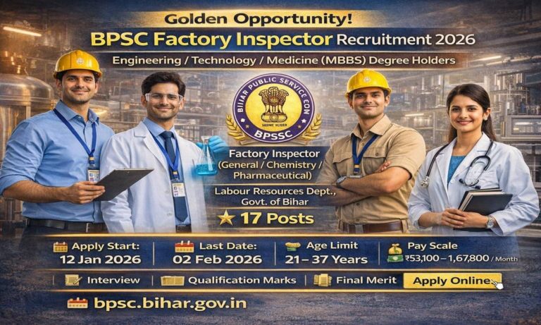 Bihar BPSC Factory Inspector Recruitment Online Form 2026