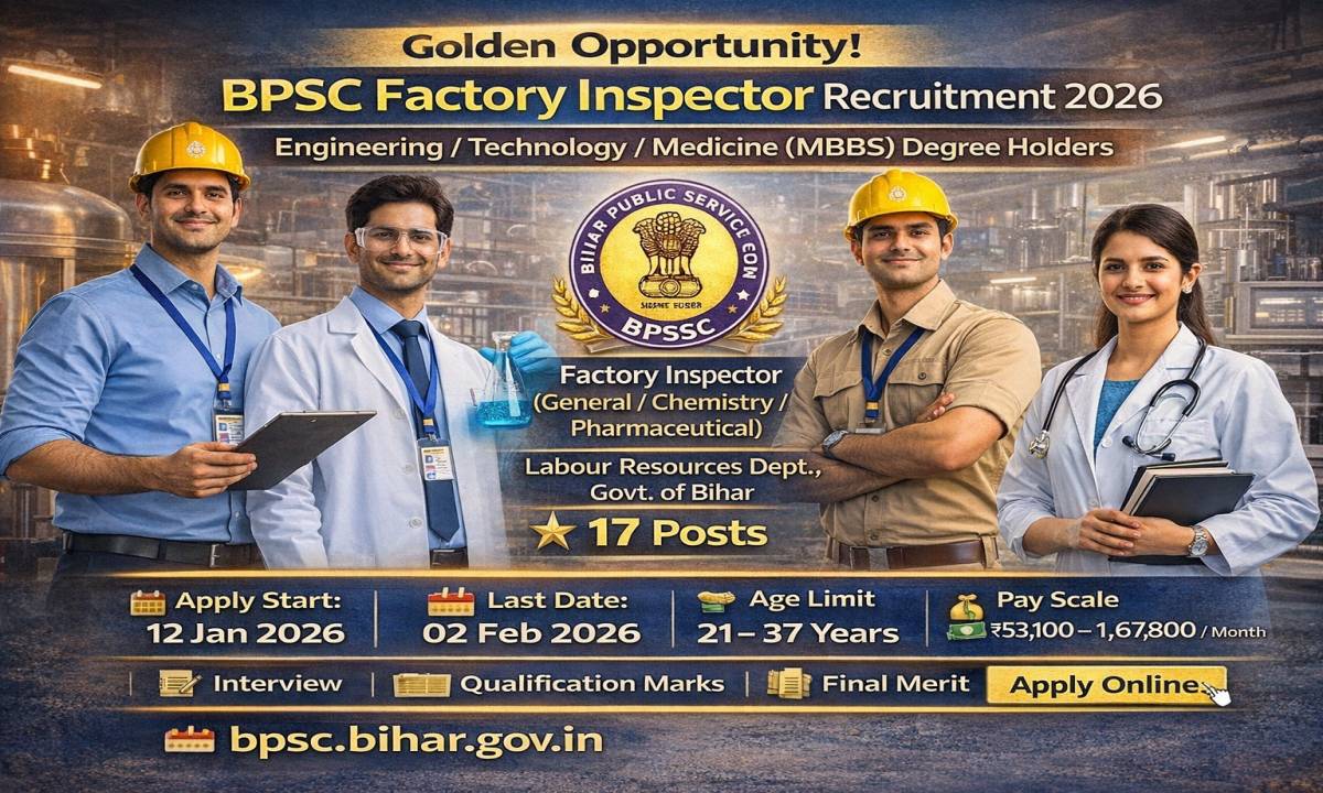 Bihar BPSC Factory Inspector Recruitment Online Form 2026
