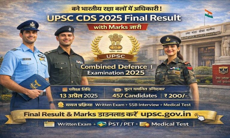 UPSC Combined Defence Service (CDS I) Examination 2025 Final Result